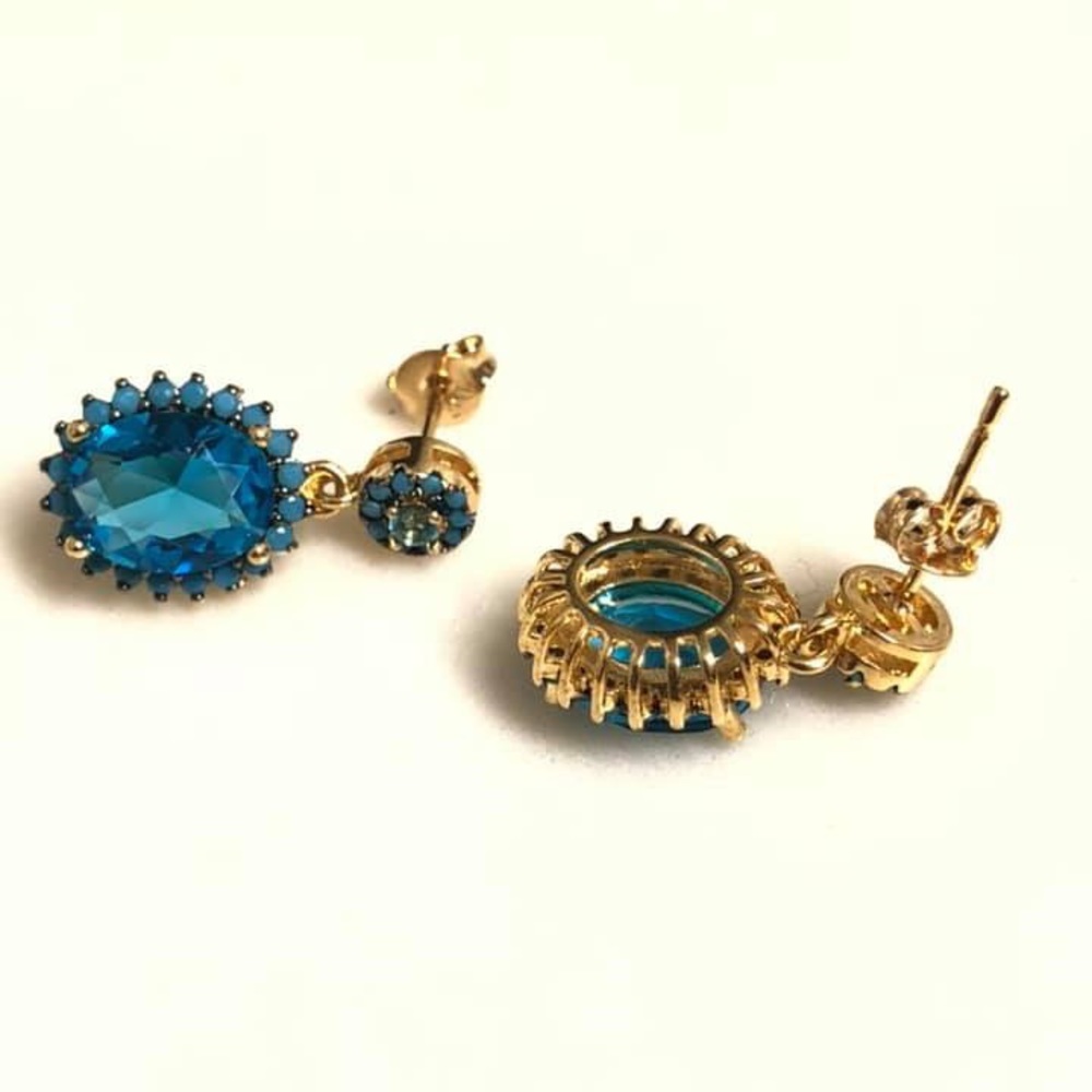 Aqua Brazilian gold earrings